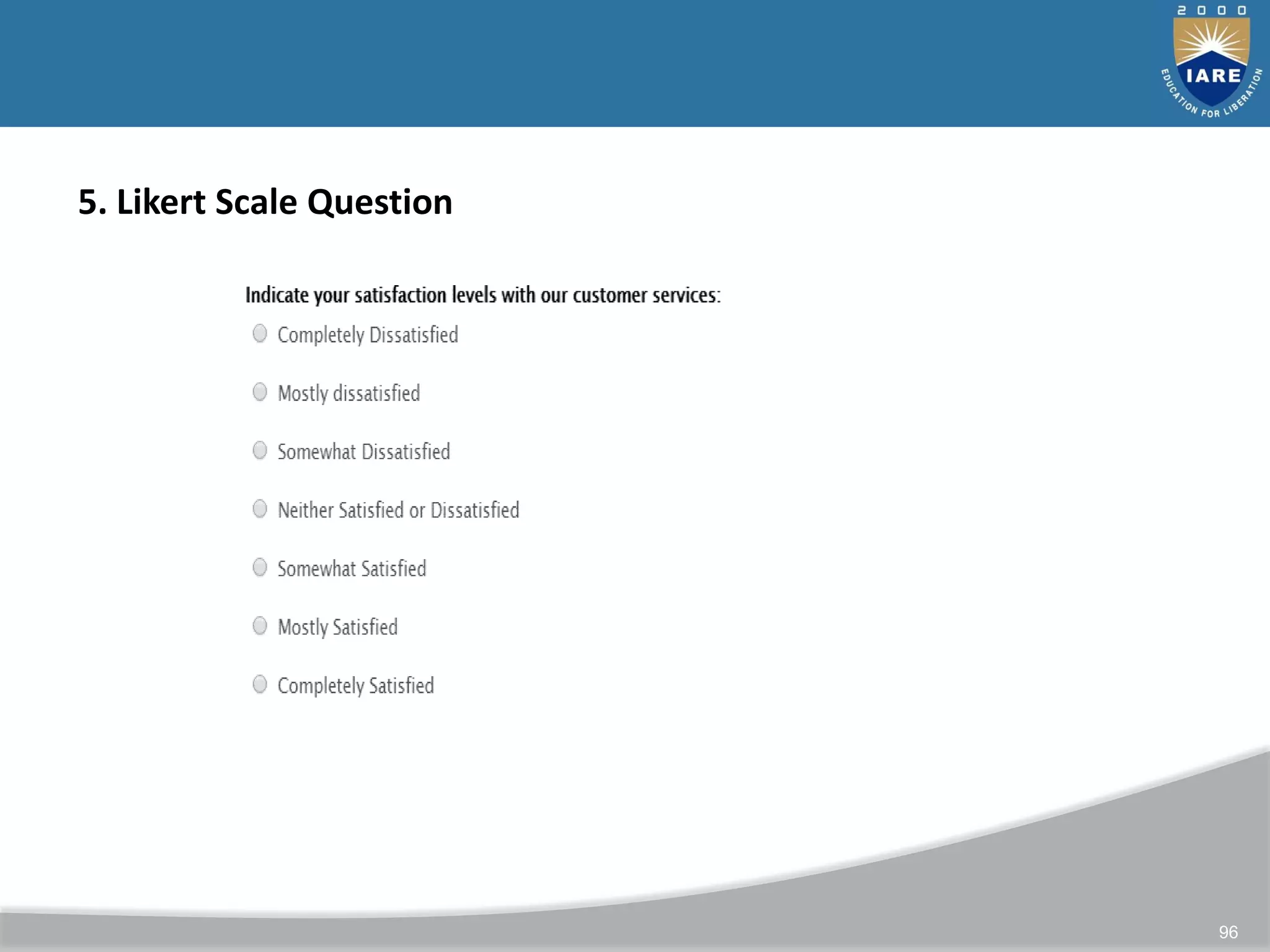 96
5. Likert Scale Question
 