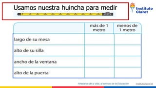 Usamos nuestra huincha para medir
 