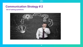 Communication Strategy # 2
26
Art of asking questions
 