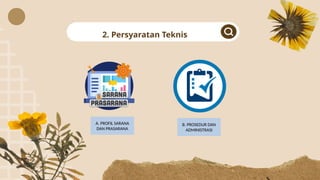 2. Persyaratan Teknis
B. PROSEDUR DAN
ADMINISTRASI
A. PROFIL SARANA
DAN PRASARANA
 