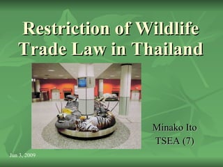 Restriction of Wildlife Trade Law in Thailand Minako Ito TSEA (7) Jun 3, 2009 