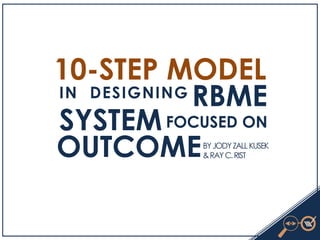 10-STEP MODEL
RBMEIN DESIGNING
SYSTEMFOCUSED ON
OUTCOMEBYJODYZALLKUSEK
&RAYC.RIST
 