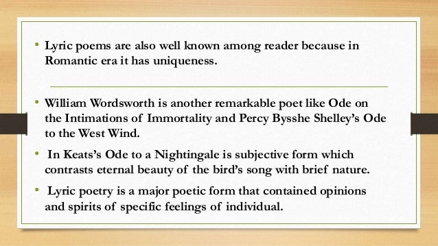 lyric and ode in romantic age ode form