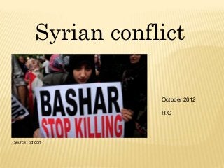 Syrian conflict

                        October 2012

                        R.O




Source : pcf.com
 