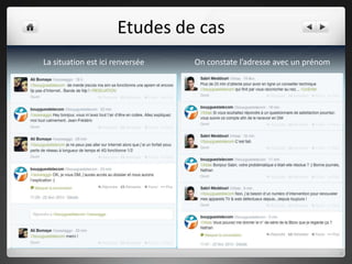 Etudes de cas
La situation est ici renversée
On constate l’adresse avec un prénom