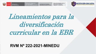 RVM Nº 222-2021-MINEDU
Lineamientos para la
diversificación
curricular en la EBR
 