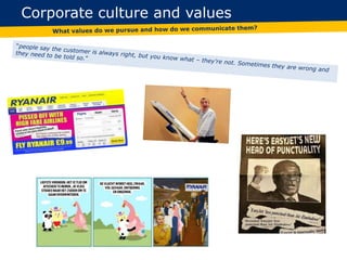 Corporate culture and values
 