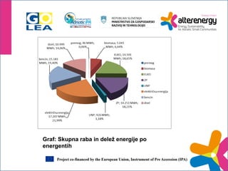 Graf: Skupna raba in delež energije po 
energentih 
 