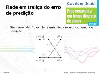 © 2013 Pearson. Todos os direitos reservados.
slide 29
Rede em treliça do erro
de predição
• Diagrama de fluxo de sinais do cálculo do erro de
predição.
 