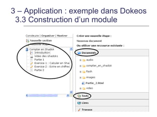 3 – Application : exemple dans Dokeos
 3.3 Construction d’un module
 