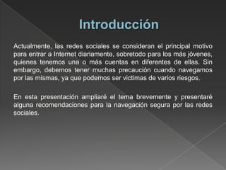 Ppt seguridad en las redes sociales | PPTX