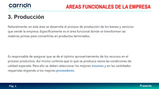 AREAS FUNCIONALES DE LA EMPRESA
Pág. 1
 