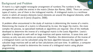 Determining the Inverse of Tridiagonal Matrices Using the Lewis ...