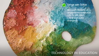 Serge van Schie
Microsoft Nederland
sergevs@microsoft.com
+31 20 500 1861
+31 6 1230 1283
@sergevs
 