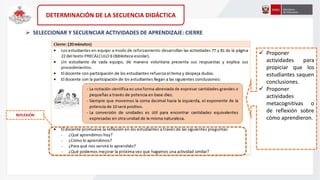DETERMINACIÓN DE LA SECUENCIA DIDÁCTICA
REFLEXIÓN
 SELECCIONAR Y SECUENCIAR ACTIVIDADES DE APRENDIZAJE: CIERRE
 Proponer...