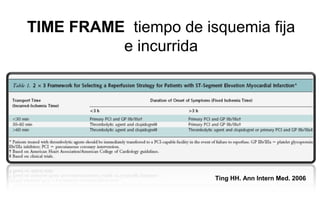 Se realiza fibrinólisis con SK 1.5M
?
    Cese del dolor y caída del ST
    HDN estable
    ¿Traslado?
 