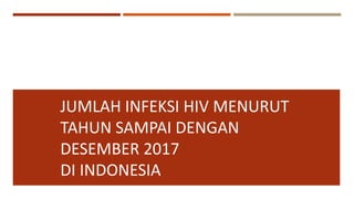 JUMLAH INFEKSI HIV MENURUT
TAHUN SAMPAI DENGAN
DESEMBER 2017
DI INDONESIA
 