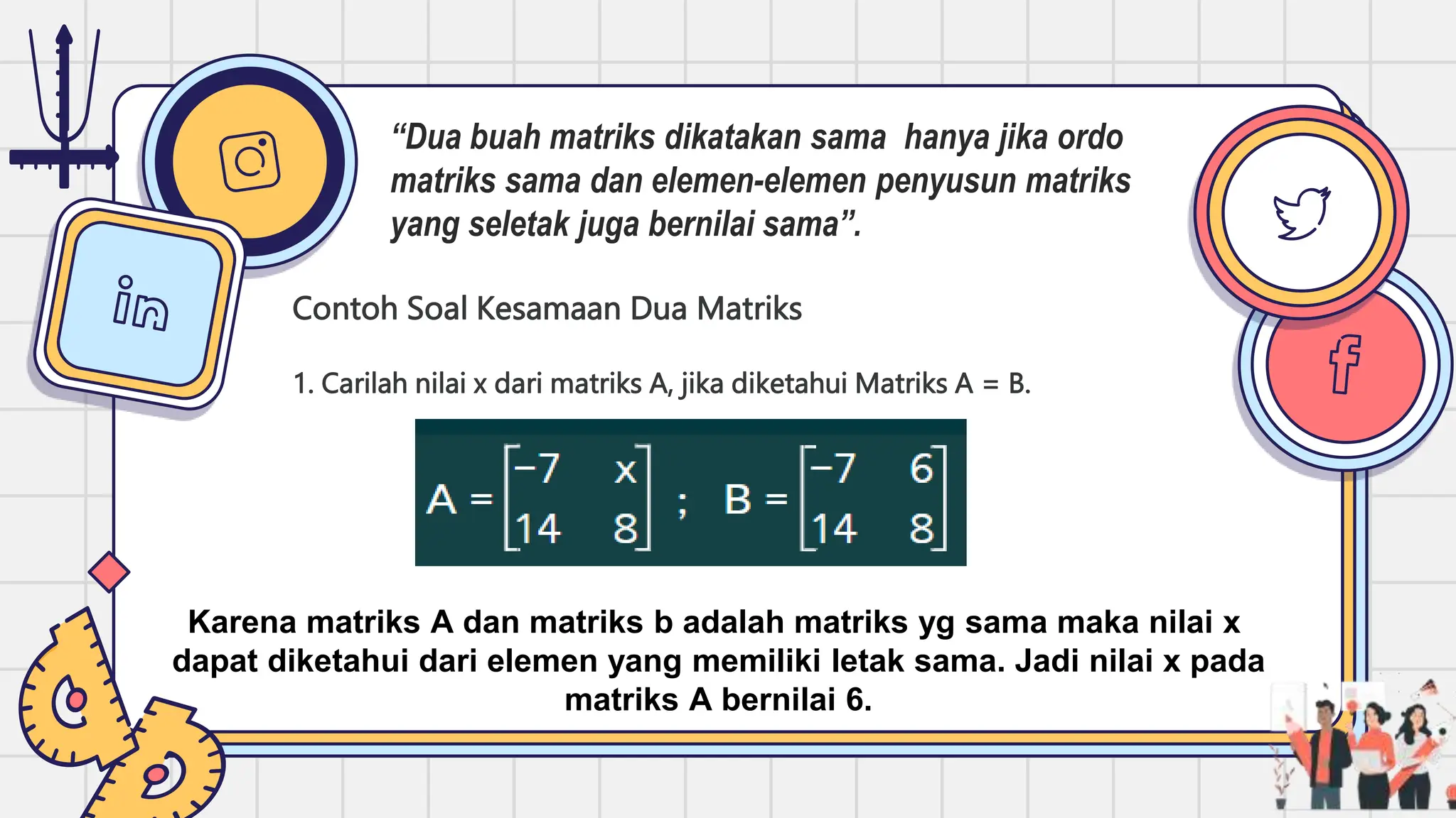 PENGENALAN MATRIKS BESERTA CONTOH SOALNYA | PPTX