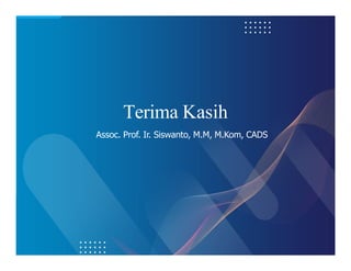 Terima Kasih
Terima Kasih
Terima Kasih
Assoc. Prof. Ir. Siswanto, M.M, M.Kom, CADS
 