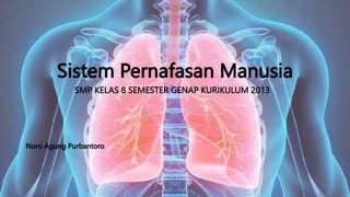 Sistem Pernafasan Manusia
Noro Agung Purbantoro
SMP KELAS 8 SEMESTER GENAP KURIKULUM 2013
 