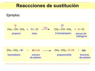 Ejemplos: Reaccciones de sustitución 