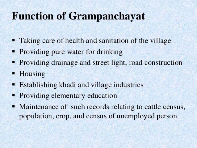 Social welfare and the Role of Gram Panchayat