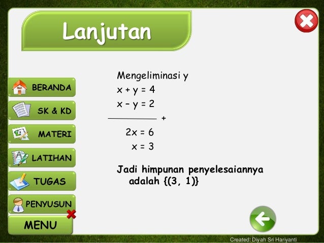 Ppt spldv diyah sri hariyanti 6 c absen 10 nim 1051500083