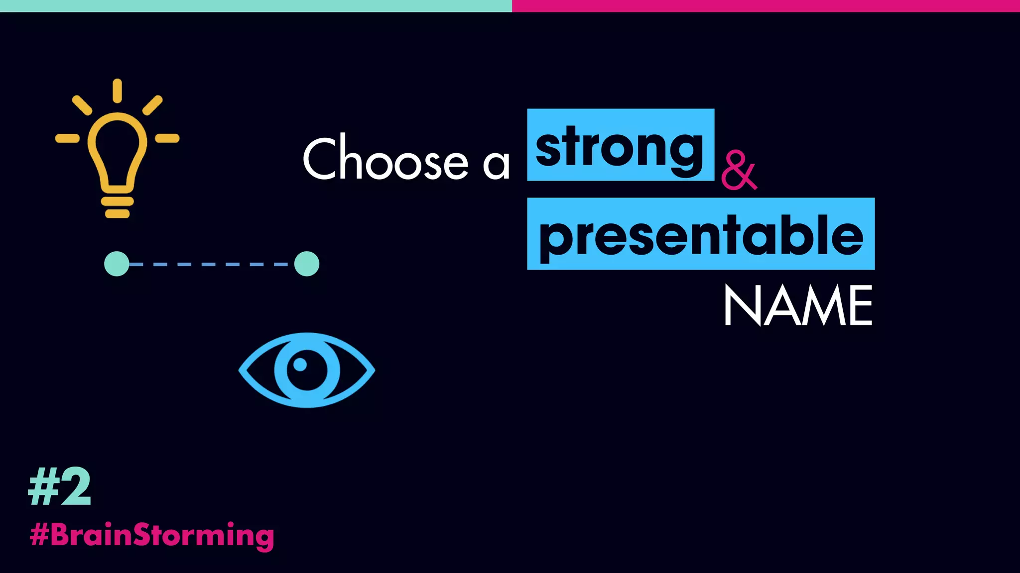 #BrainStorming
#2
Choose a strong
presentable
&
NAME
 