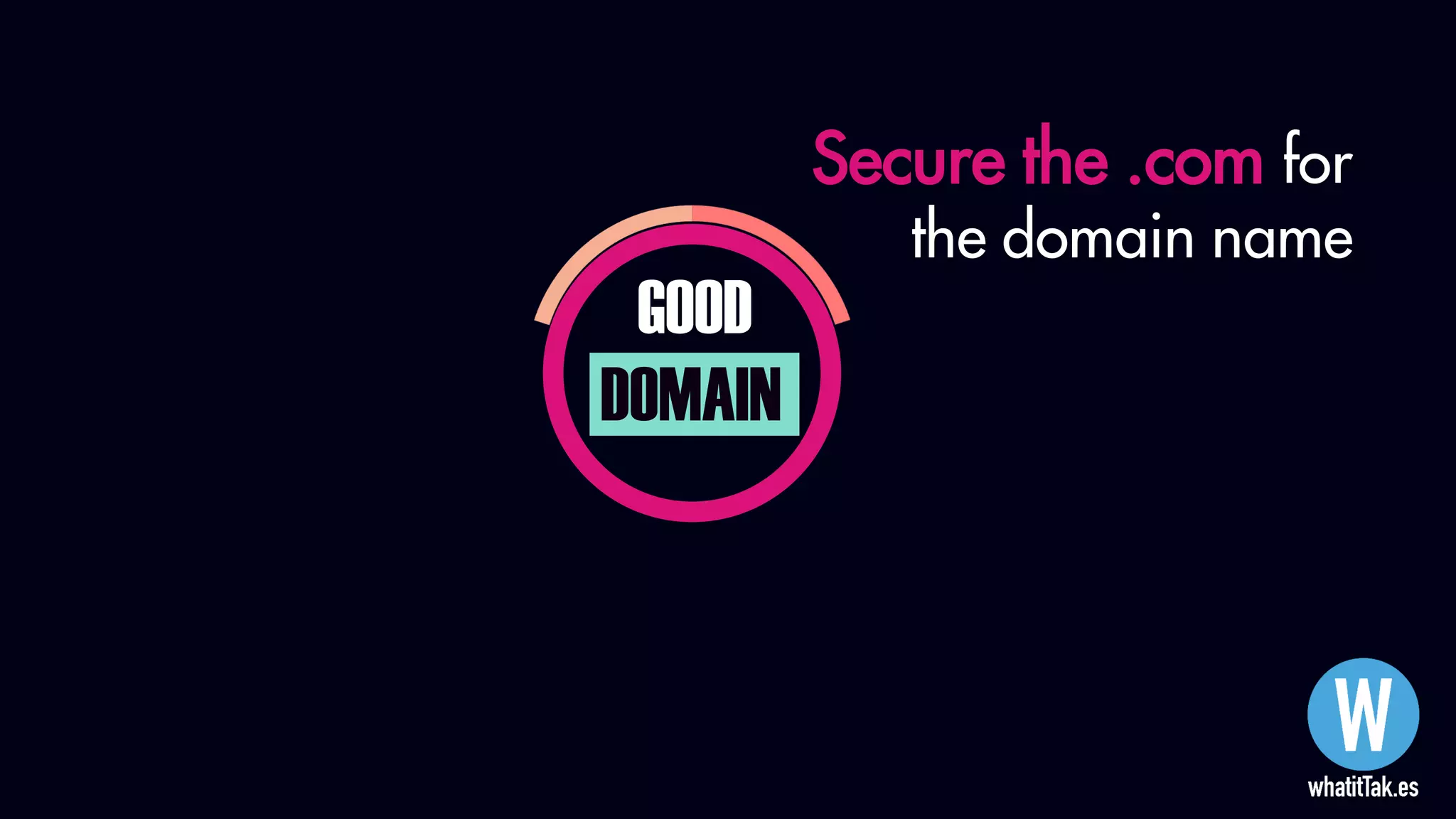 GOOD
DOMAIN
Secure the .com for
the domain name
 