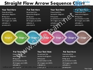 Straight Flow Arrow Sequence Chart
Your Text Here                     Put Text Here                    Your Text Here                    Put Text Here
Download this                     Download this                     Download this                    Download this
awesome diagram.                  awesome diagram.                  awesome diagram.                 awesome diagram.
Bring your                        Bring your                        Bring your                       Bring your
presentation to life.             presentation to life.             presentation to life.            presentation to life.
All images are 100%               All images are 100%               All images are 100%              All images are 100%
editable in                       editable in                       editable in                      editable in
powerpoint                        powerpoint                        powerpoint                       powerpoint




   Stage 1              Stage 2         Stage 3           Stage 4          Stage 5          Stage 6          Stage 7




               Put Text Here                      Your Text Here                     Put Text Here
               Download this                      Download this                     Download this
               awesome diagram.                   awesome diagram.                  awesome diagram.
               Bring your                         Bring your                        Bring your
               presentation to life.              presentation to life.             presentation to life.
               All images are 100%                All images are 100%               All images are 100%
               editable in                        editable in                       editable in
               powerpoint                         powerpoint                        powerpoint
                                                                                                                  Your Logo
 