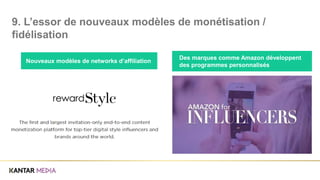Nouveaux modèles de networks d’affiliation
Des marques comme Amazon développent
des programmes personnalisés
9. L’essor de nouveaux modèles de monétisation /
fidélisation
 