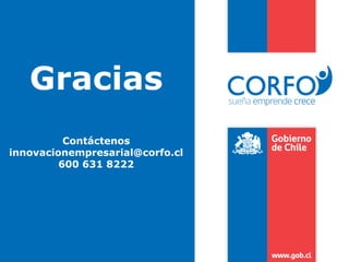 Gracias
Contáctenos
innovacionempresarial@corfo.cl
600 631 8222
 
