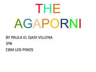 THE
AGAPORNI
BY PAULA EL QADI VILLENA
3ºB
CBM LOS PINOS
 