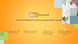 Free templates for all your presentation needs
Ready to use,
professional and
customizable
100% free for personal
or commercial use
Blow your audience
away with attractive
visuals
For PowerPoint and
Google Slides
32
 