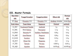 III. Master Formula

 