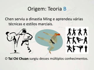 Origem: Teoria BChen serviu a dinastia Ming e aprendeu várias técnicas e estilos marciais.O Tai Chi Chuan surgiu desses múltiplos conhecimentos.