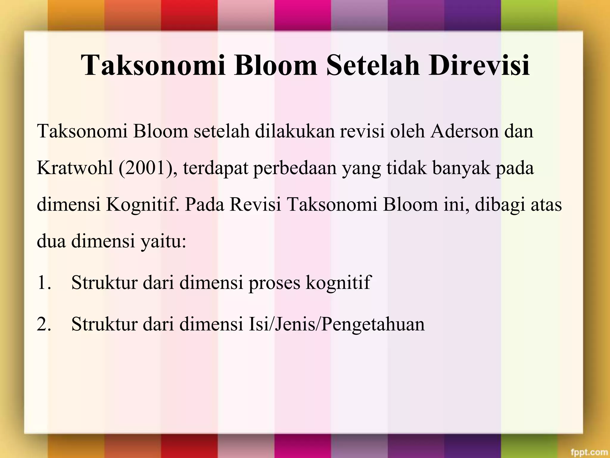 Ppt taksonomi bloom revisi & taksonomi marzano | PPTX