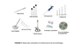 FIGURA 1: Materiales utilizados en el laboratorio de microbiología
 