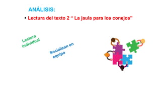  Lectura del texto 2 “ La jaula para los conejos”
ANÁLISIS:
 