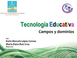 TecnologíaEducativa
Campos y dominios
Por:
Karla Marcela López Coreas
María Elena Ruiz Cruz
Mayo 2014
 