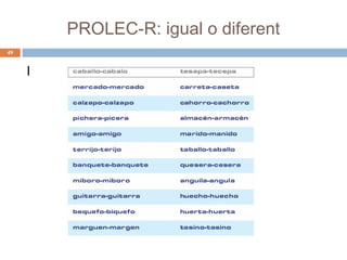 PROLEC-R: igual o diferent
49

I

 