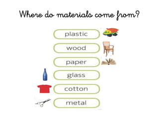 Where do materials come from?
 