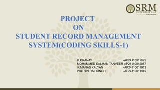 Secure Role-Based Student Record Management System in C Programming | PPTX
