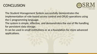 Secure Role-Based Student Record Management System in C Programming | PPTX