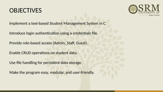 Secure Role-Based Student Record Management System in C Programming | PPTX