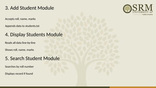 Secure Role-Based Student Record Management System in C Programming | PPTX