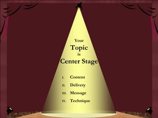Your Topic is Center Stage Content Delivery Message Technique