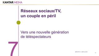 33
Réseaux sociaux/TV,
un couple en péril
Vers une nouvelle génération
de téléspectateurs
@MarieDOLLE @Kantar_Media
 