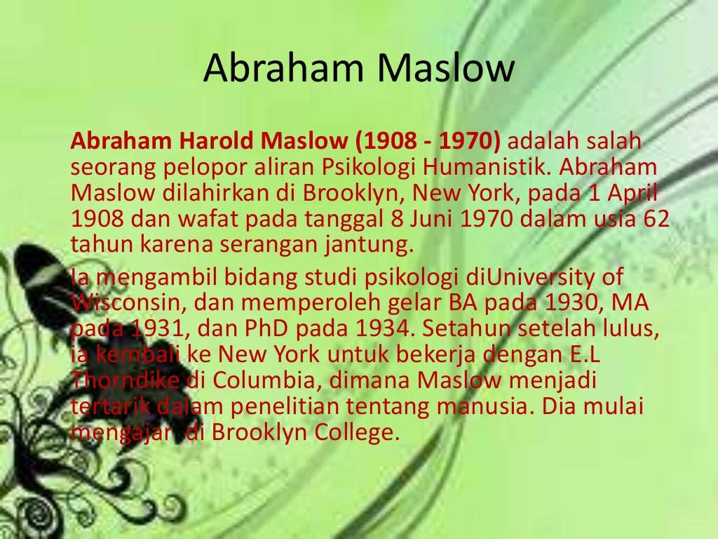 Pertanyaan Tentang Teori Humanistik Abraham Maslow Jejak