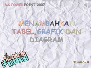 MENAMBAHKAN
TABEL,GRAFIK DAN
DIAGRAM
MS.POWER POINT 2007
KELOMPOK 5
 